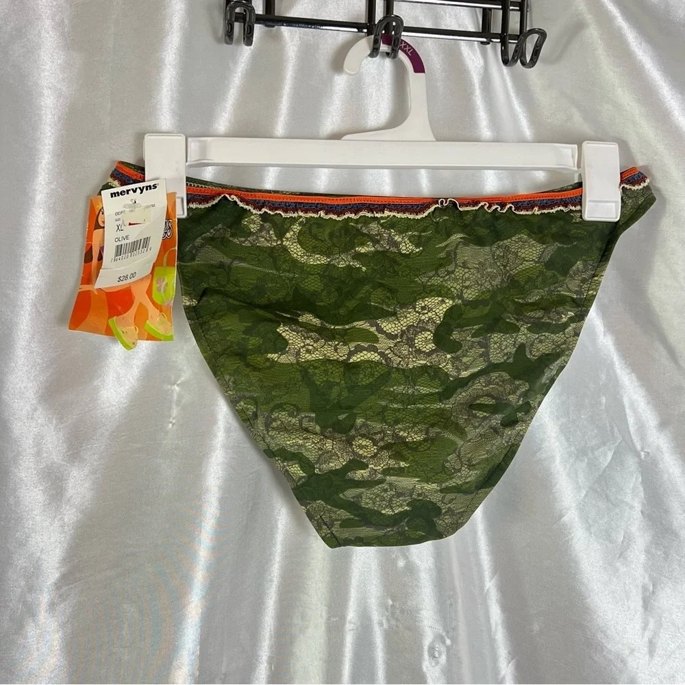 Y2K Camouflage Lace Trim Bikini Bottom XL NWT | Bare Nothing Deadstock